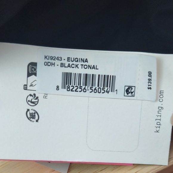 NWT Kipling Eugina Black Large Satchel Bag - Picture 8 of 16